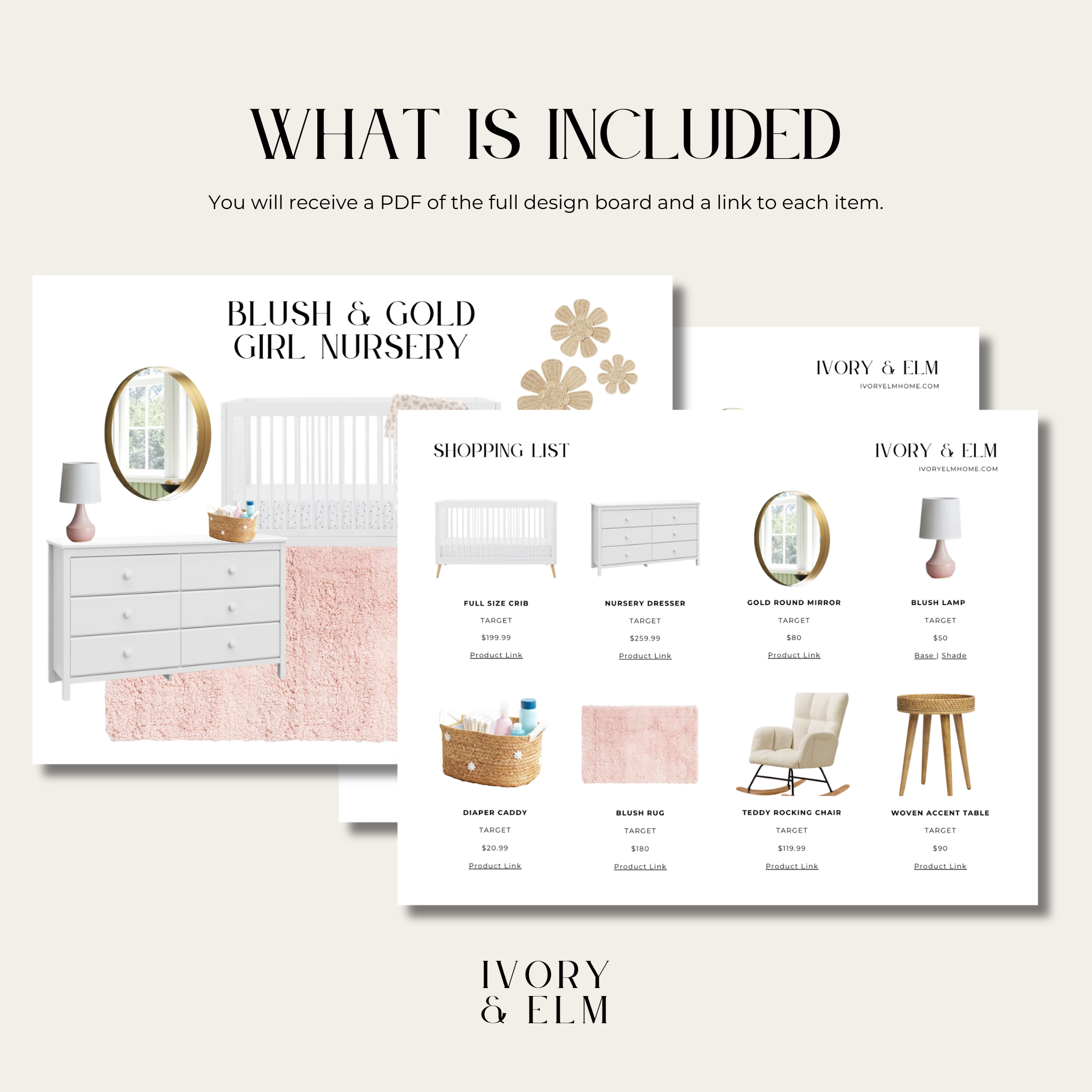 Blush and Gold Nursery Design Board